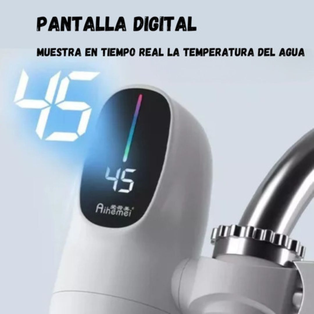 Grifo Calentador de Agua con Pantalla Digital