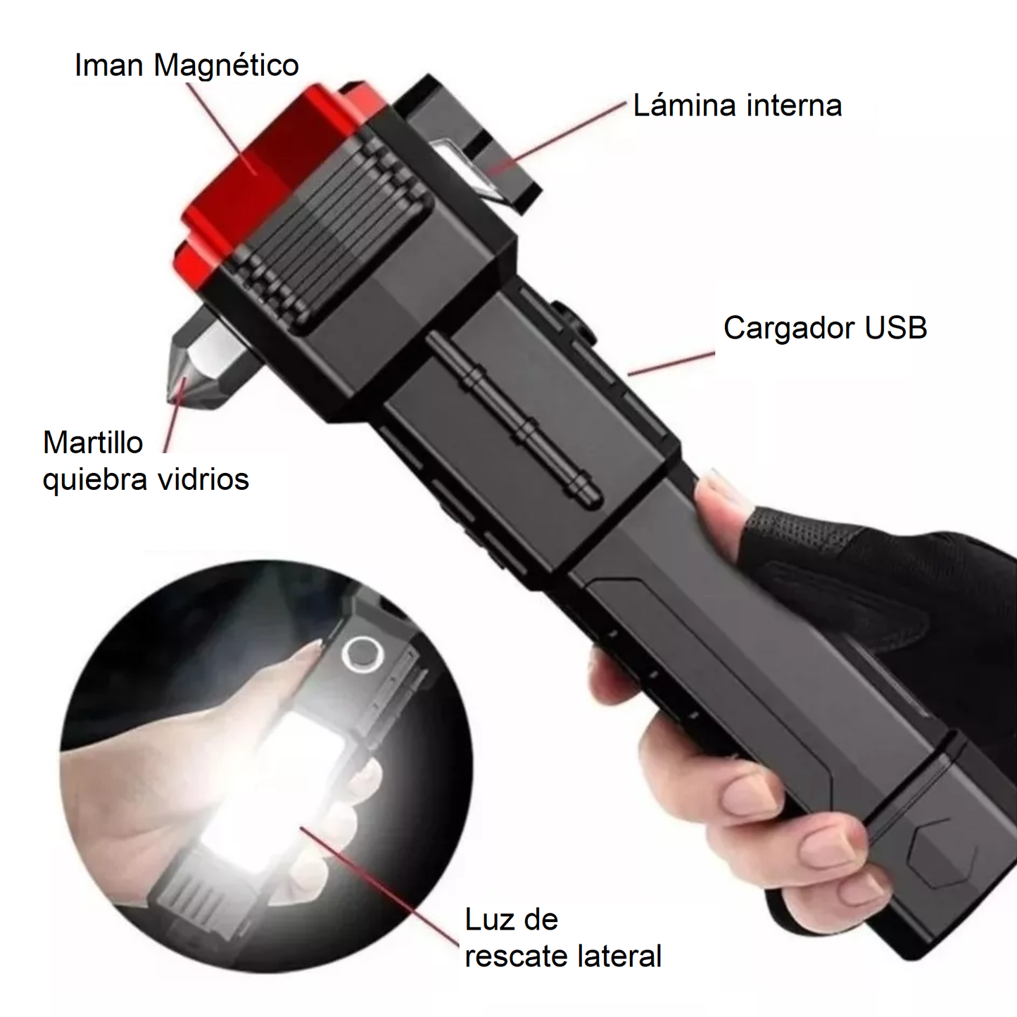 Martillo Linterna+ Soplador De Aire